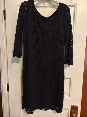 White House Black Market Black Lace Long Sleeve Dress